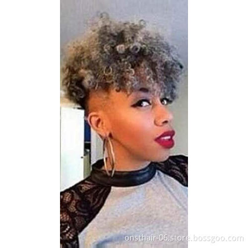 High Afro Puff Curlywig P Onytaildrawstring Short Afro Kinkyp Ony Tail Clip in Synthetic Hair Bun with Bang Extensions 1pc/pack